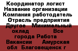 Координатор-логист › Название организации ­ Компания-работодатель › Отрасль предприятия ­ Другое › Минимальный оклад ­ 40 000 - Все города Работа » Вакансии   . Амурская обл.,Благовещенск г.